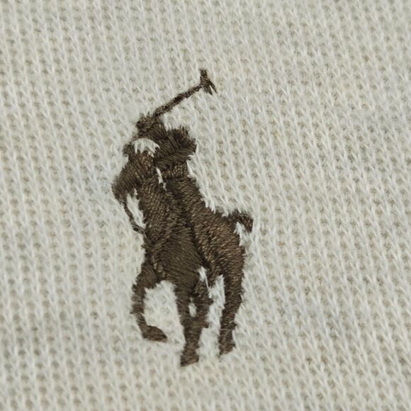 POLO Ralph Lauren Mens Large Estate Rib Shawl Neck Pullover Sweater Beige Preppy - Picture 4 of 12